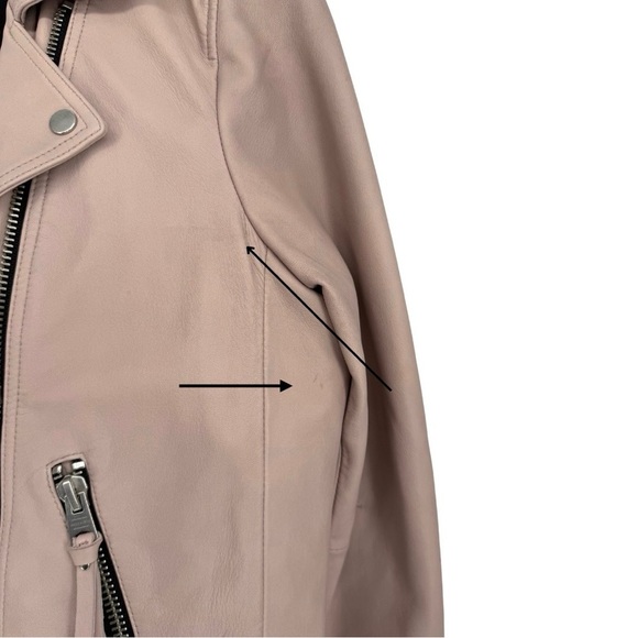All Saints 8 Dalby Slim-Fit Leather‎ Biker Jacket Misty Pink Zipper Moto Boho - Picture 6 of 15